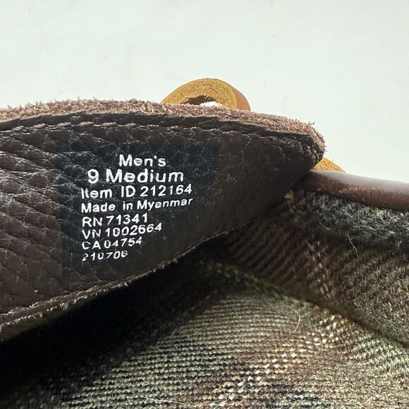 LL Bean Slippers Mens 9 M Brown Leather Flannel Lined Handsewn Moccasin Shoes - Picture 12 of 16